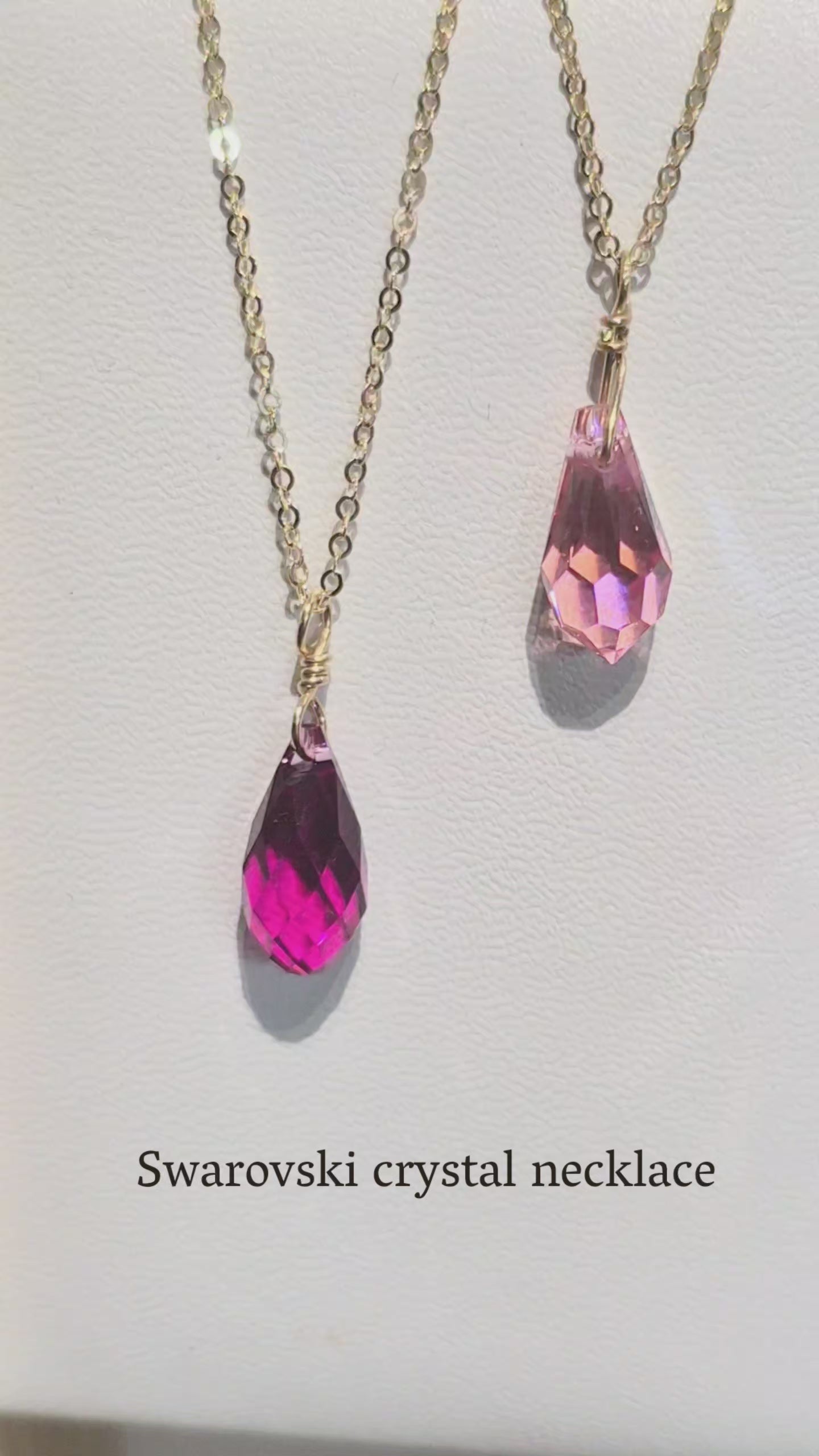 Swarovski Crystal Droplet Necklace: Many Colors Available