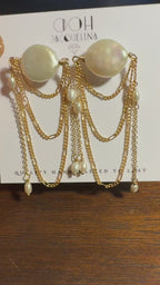 Coin Pearl Chandelier Earrings
