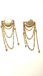 Coin Pearl Chandelier Earrings