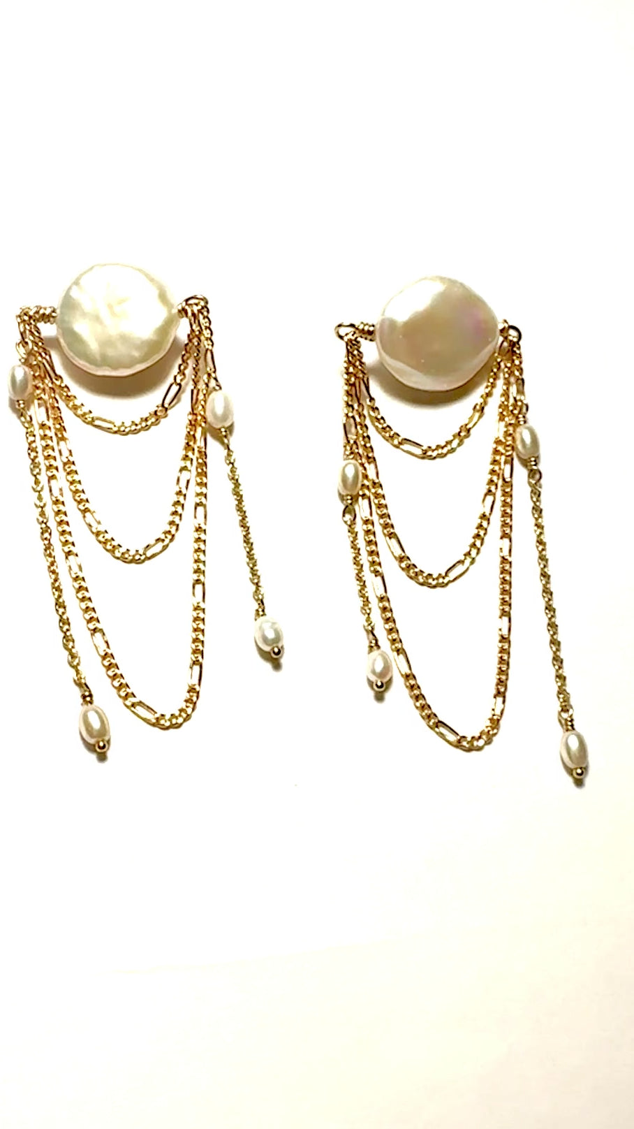 Coin Pearl Chandelier Earrings