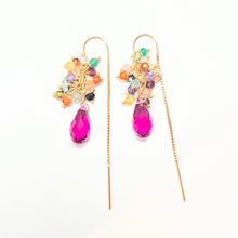 Load image into Gallery viewer, Crystal Droplet Festival Threader earrings
