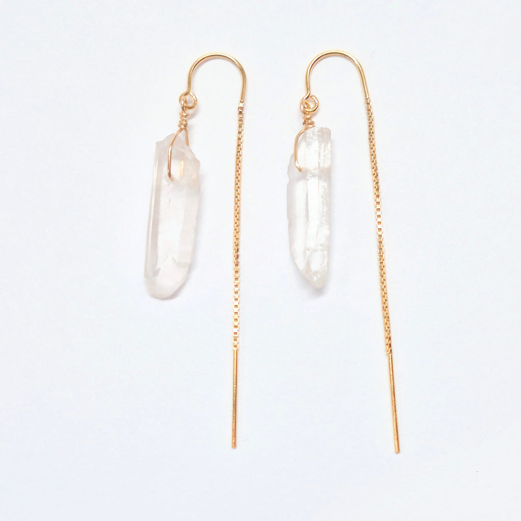 Mini Quartz Crystal thread earrings