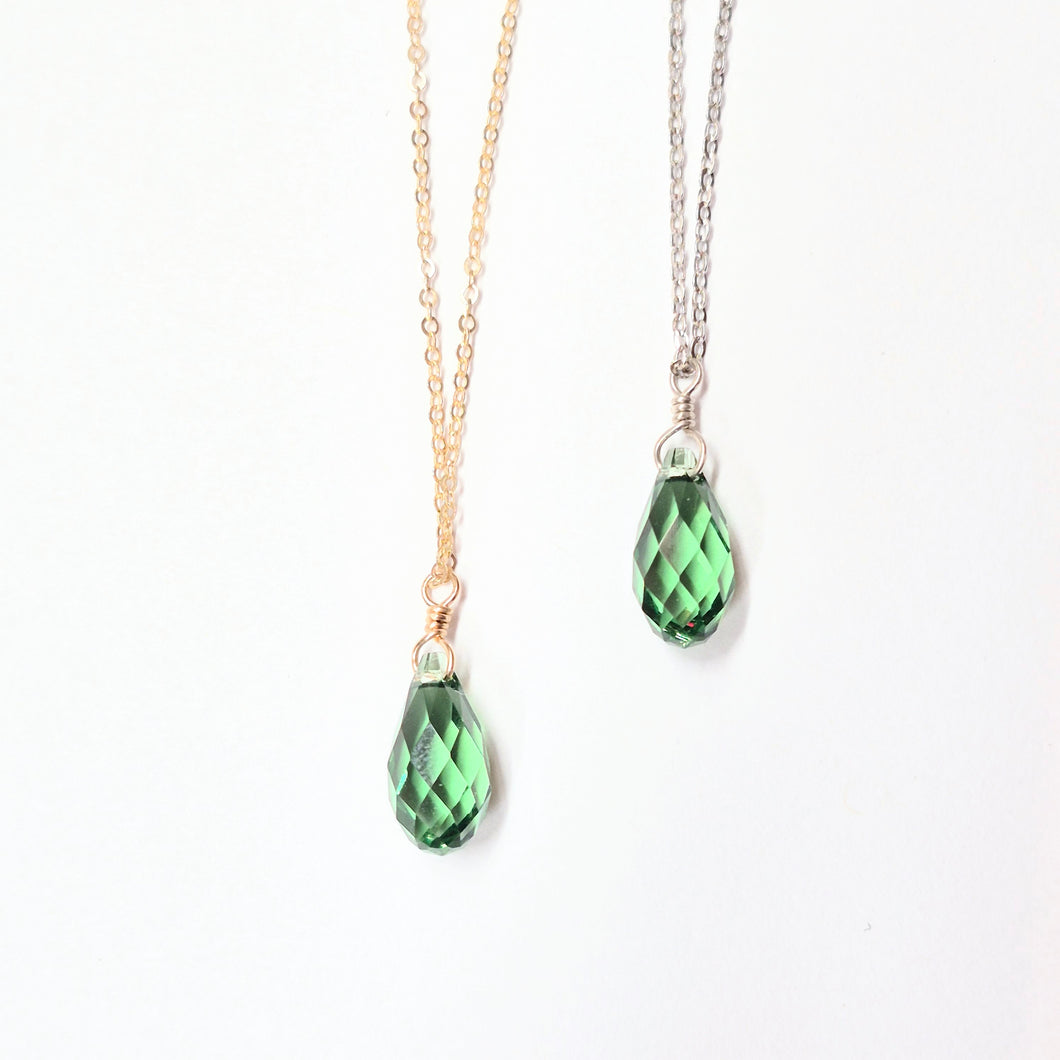 Swarovski Crystal Droplet Necklace: Many Colors Available