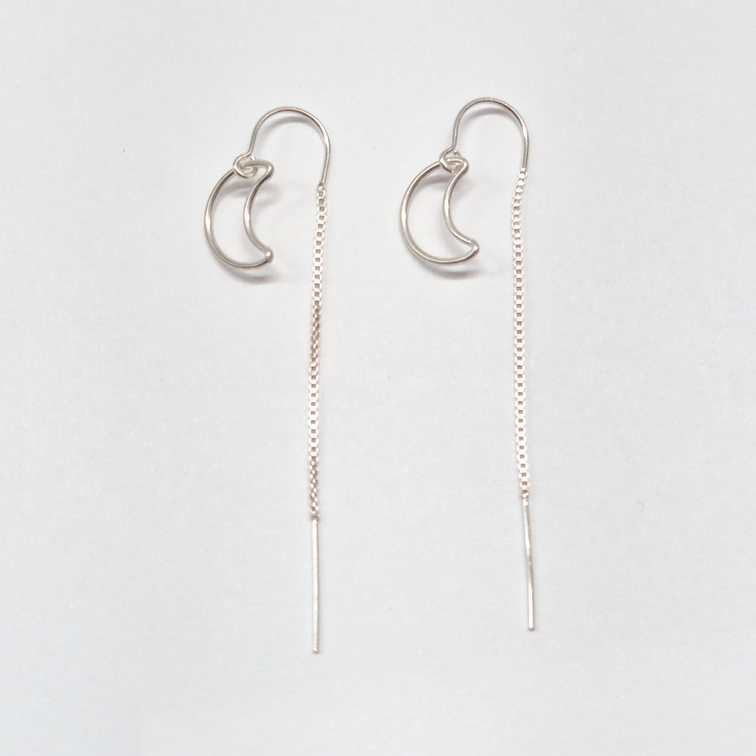 Crescent Moon thread earrings