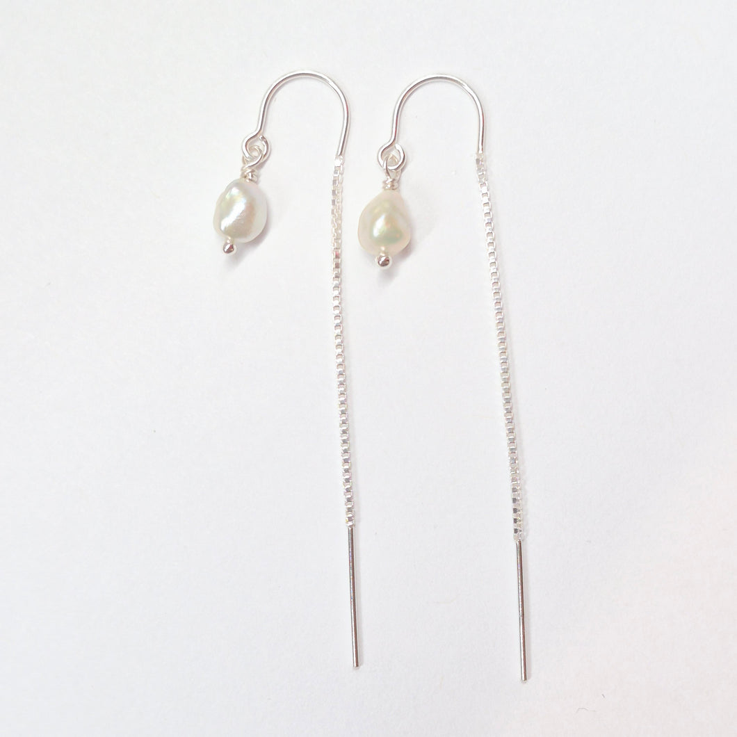 Keshi Pearl threader earrings