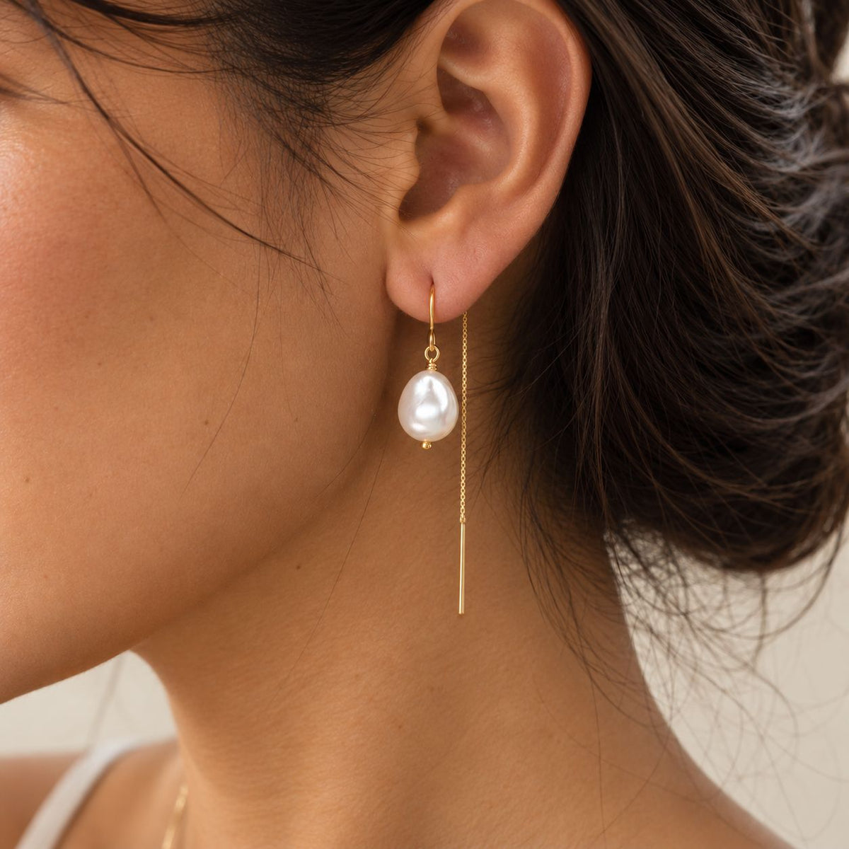 The Smooth Baroque Pearl Threader Earrings