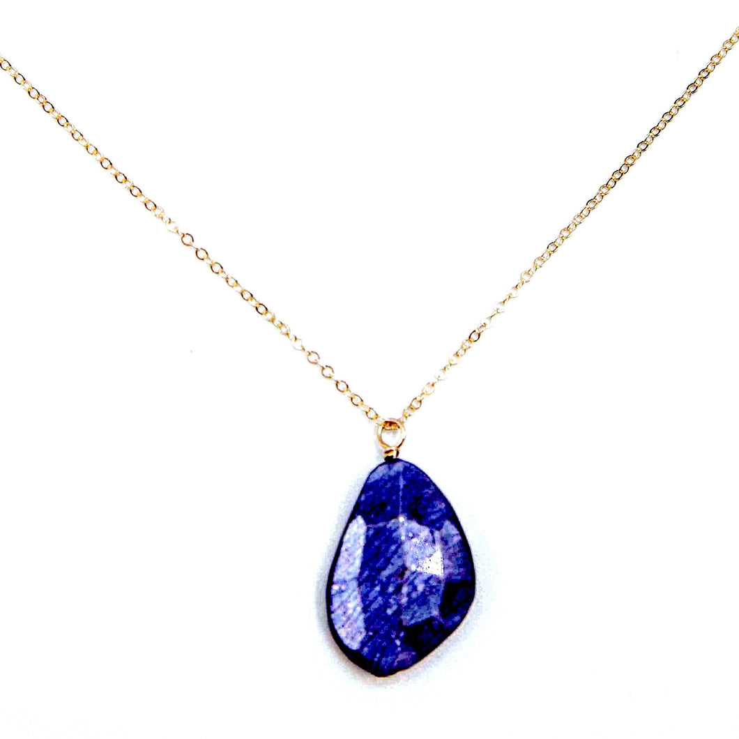 Large moonstone drop necklace (taupe, periwinkle, labradorite)