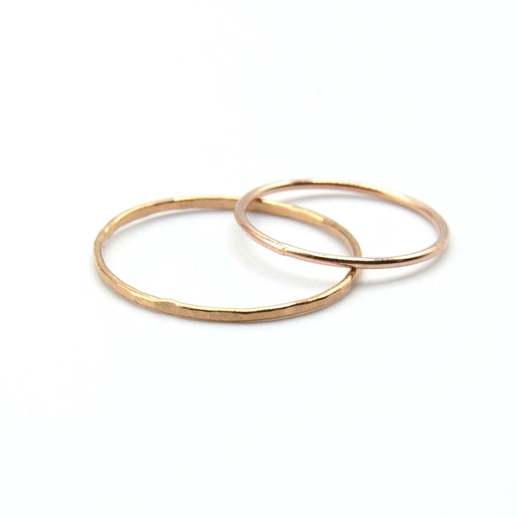 14k Gold Fill or Sterling silver Hammered Stacking ring