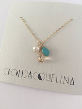 Load image into Gallery viewer, Turquoise Pearl and Swarovski Bauble necklace
