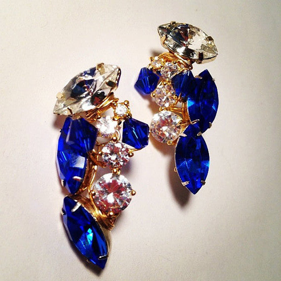 Sky Blue Cluster Stud Earrings - Picasso