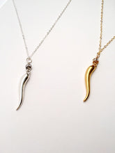Load image into Gallery viewer, Italian Horn Necklace: silver or gold
