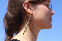 Load image into Gallery viewer, Three Kings Earrings, Long hammered bar earrings,

