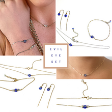 Load image into Gallery viewer, Set: Evil Eye Necklace &amp; Bracelet &amp; Earrings
