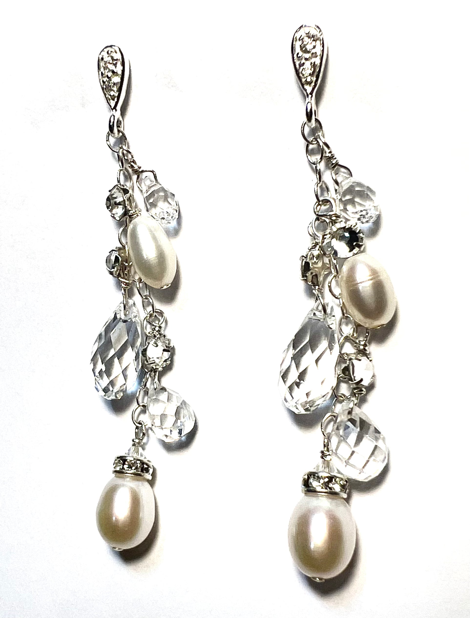 Lana chandelier trio earrings(crystal, rhinestone & pearl)