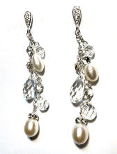 Load image into Gallery viewer, Lana chandelier trio earrings(crystal, rhinestone &amp; pearl)
