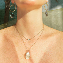Load image into Gallery viewer, Large moonstone drop necklace (taupe, periwinkle, labradorite)
