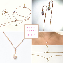 Load image into Gallery viewer, Set: Keshi pearl Necklace &amp; Bracelet &amp; Earring set
