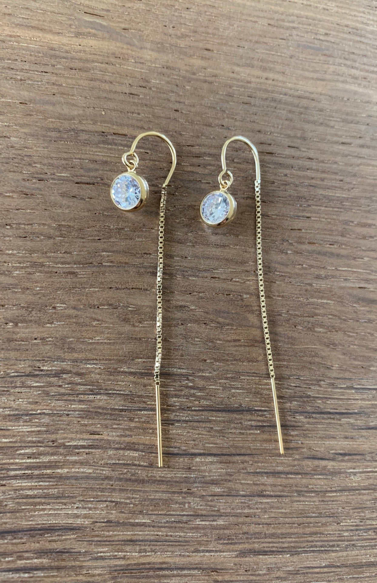 Rhinestone “Diamond” circle thread earrings