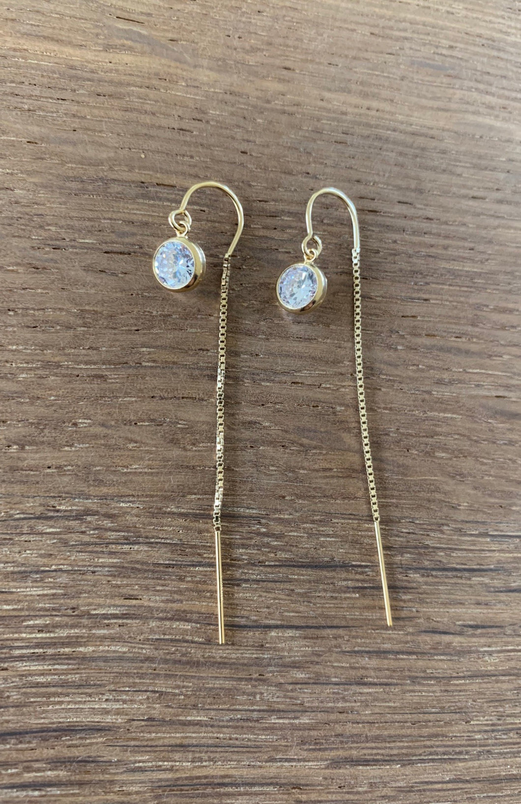 Rhinestone “Diamond” circle thread earrings