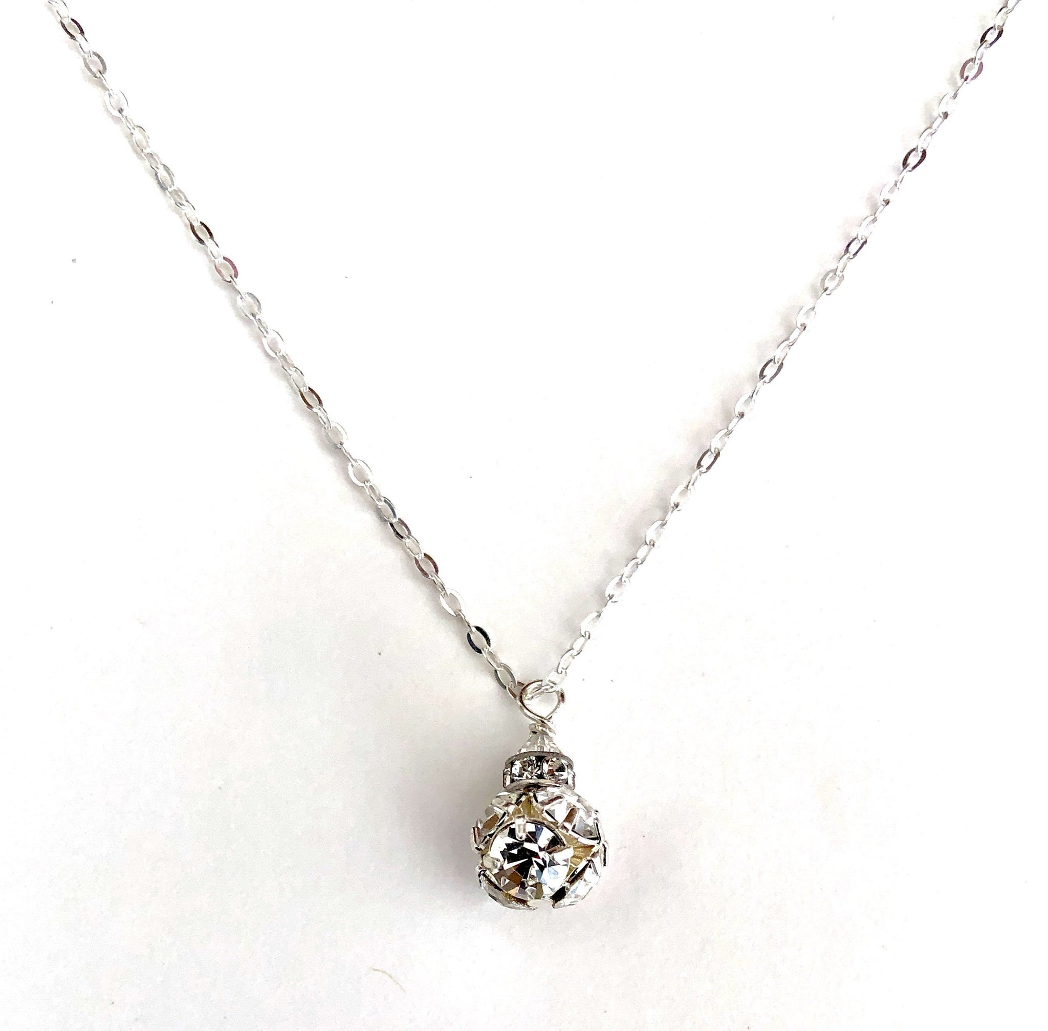 Swarovski Sterling offers Silver Rhinestone Chain Necklace