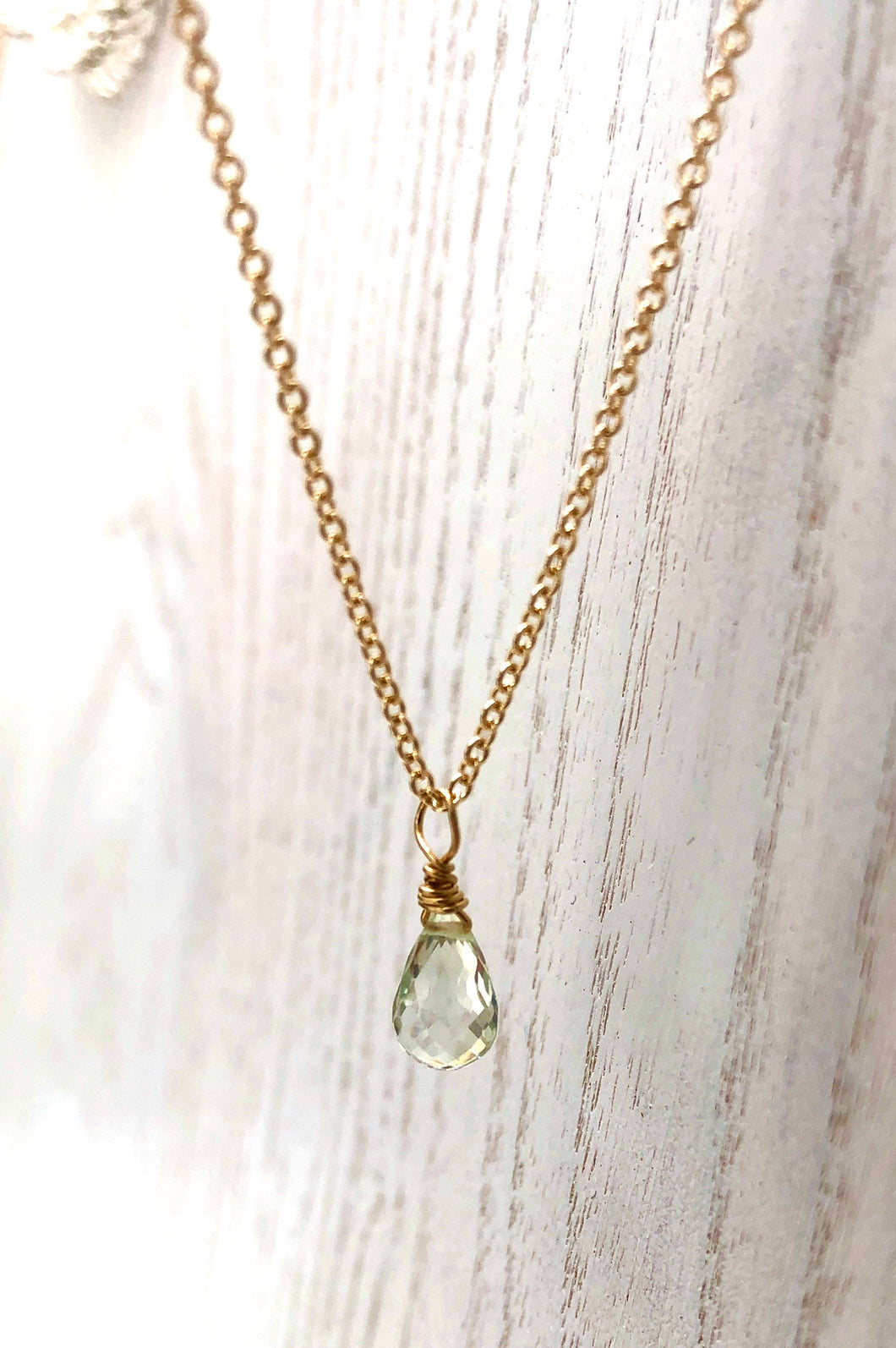 Green Amethyst aquamarine droplet necklace