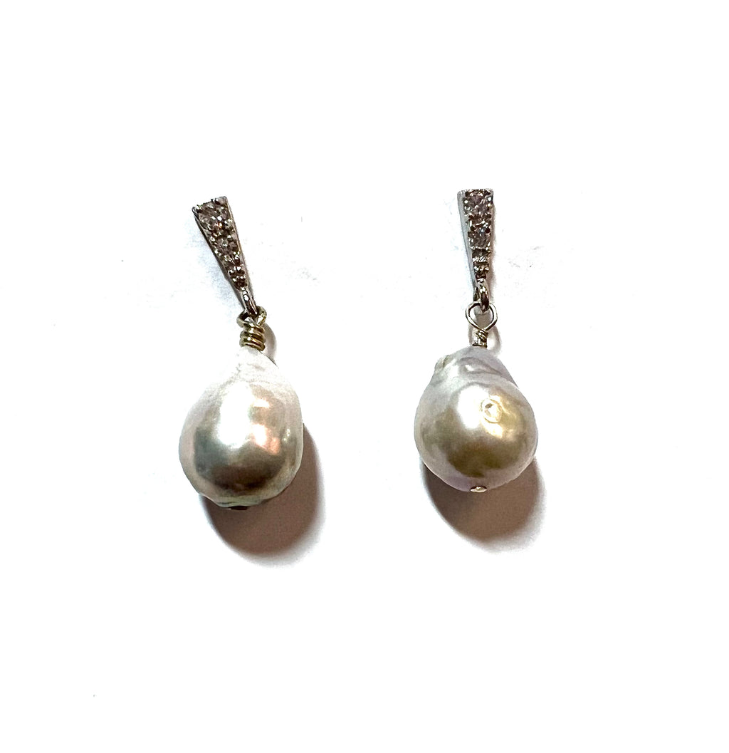 Baroque Pearl Rhinestone Encrusted Post earrings