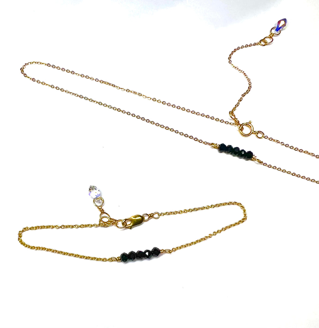Set: Black onyx Necklace & Bracelet & Earrings