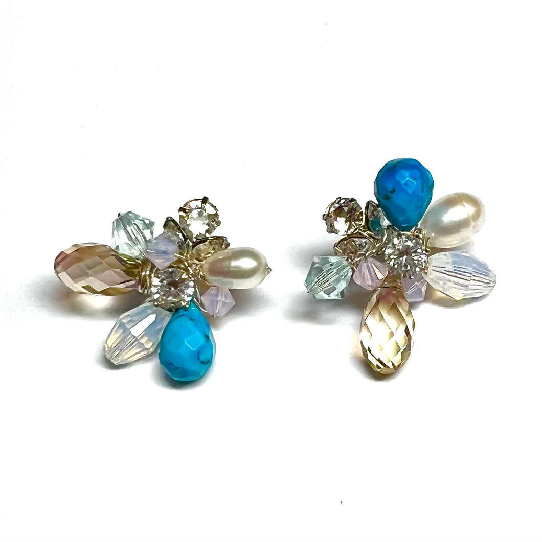 Turquoise Swarovski Flower earrings
