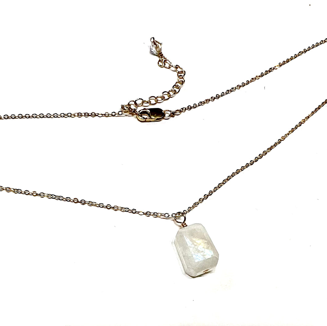 Raw square cut Moonstone drop necklace