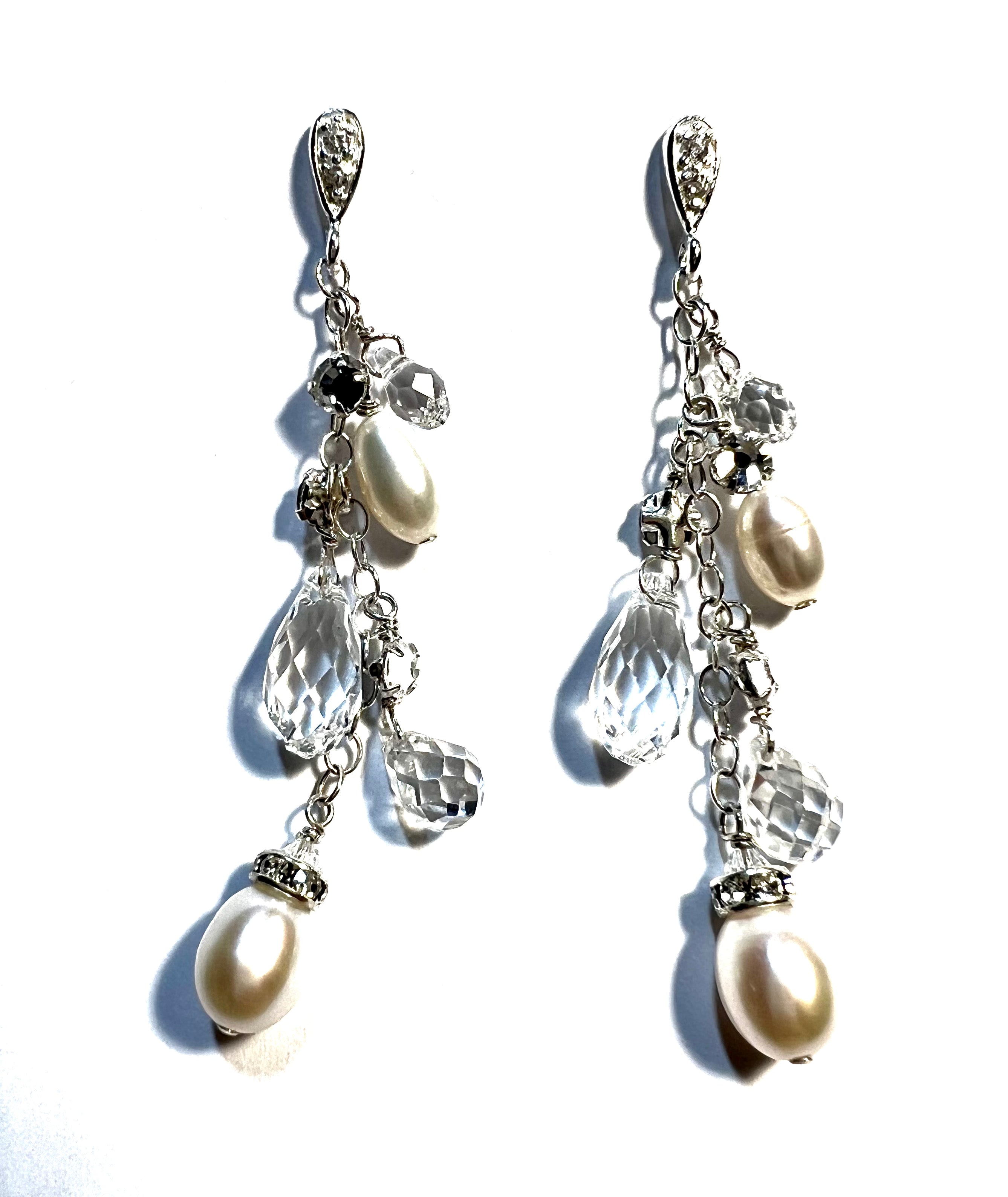 Lana chandelier trio earrings(crystal, rhinestone & pearl)