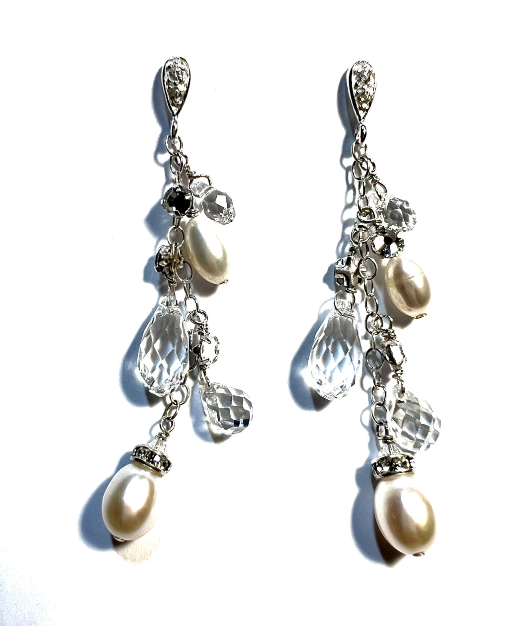 Lana chandelier trio earrings(crystal, rhinestone & pearl)
