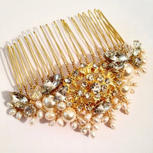 Load image into Gallery viewer, The Lauren Bridal Gold hair comb
