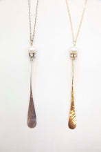 Load image into Gallery viewer, Long Pillar Necklace with pearl and Swarovski side detail
